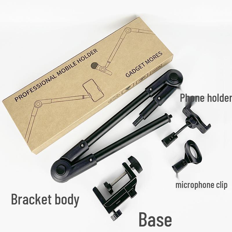 Metal Desktop Tablet & Phone Stand with Cantilever Arm for Streaming, Recording & Microphone Mount