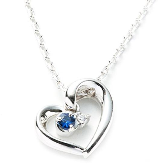 Wrapped Yondo Sea Necklace Pendant Open Heart Birthstone September Birthstone 4c Sapphire 111614121815 [Set item] 4℃ Women's