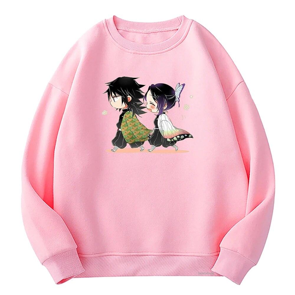 Толстовка с капюшоном Demon Slayer Giyu Tomioka и Shinobu Kocho с графическим принтом Kimetsu No Yaiba, аниме, женские толстовки унисекс