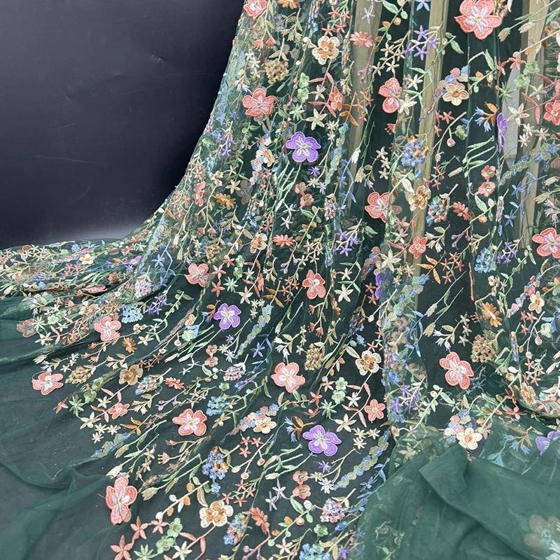 1 Yard 3D Flower Lace Tulle Fabric Delicate Embroidery Lace Fabric For Diy Sewing Wedding Dress Party Background Decor