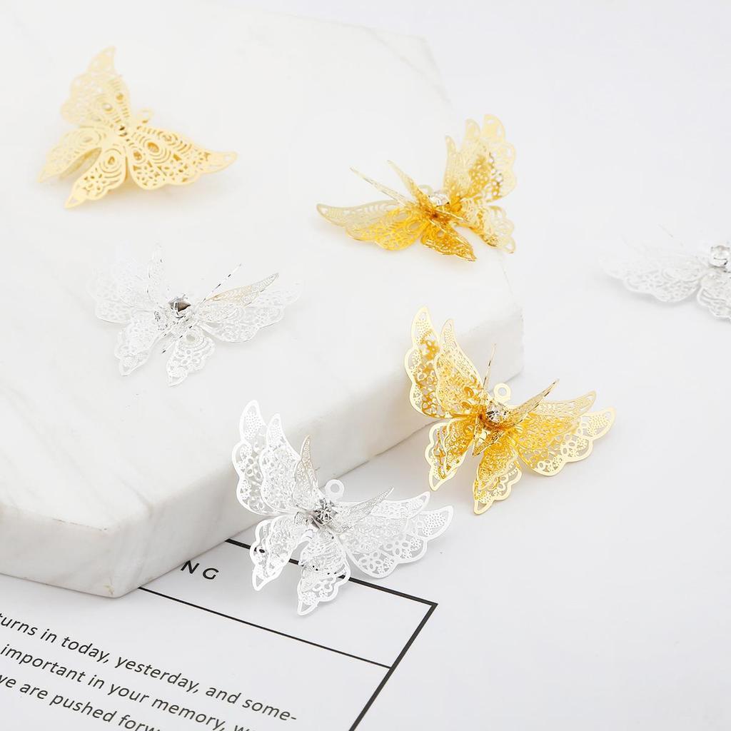 1Pcs 25*35mm Multilayer Butterfly Copper Pendant For Jewelry Making DIY Charm Decoration