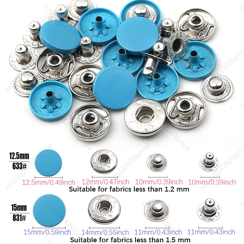 12.5/15Mm Metal Buttons Leather Snap Fasteners Round Duty Sewing Accessories Color Button For Clothes Jackets Bags Leathercrafts