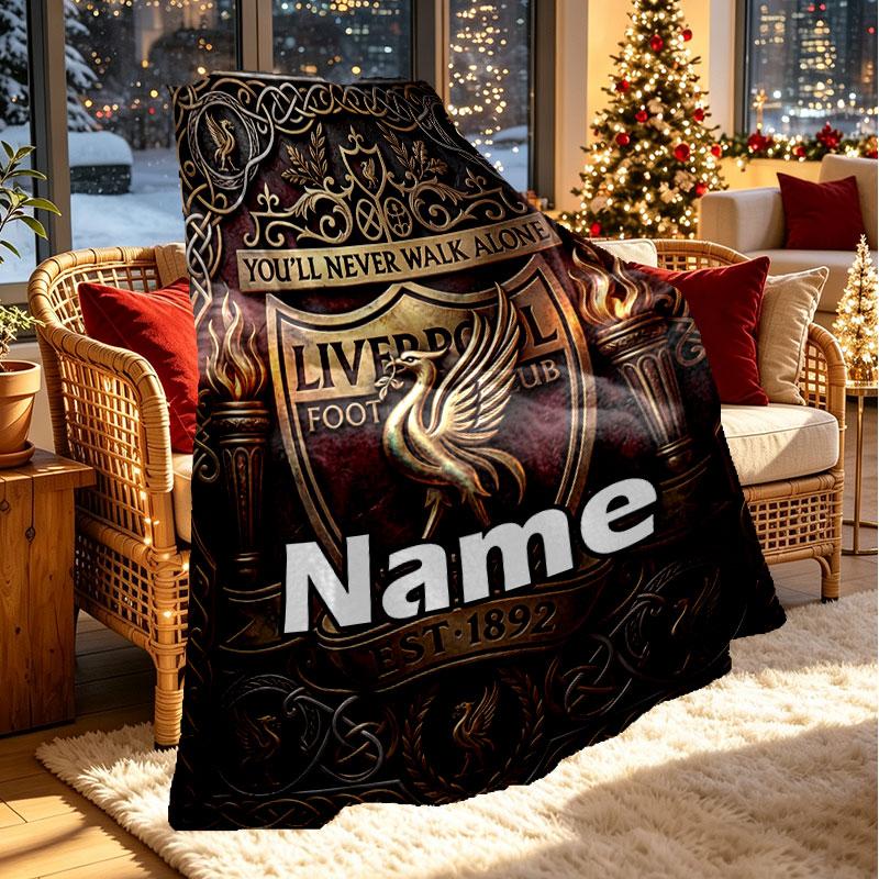 Custom Name Personalized Liverpool Football Club Print Blanket, Home Decor, Bedroom, Sofa, Camping, Couch, Gifts for Birthday Christmas