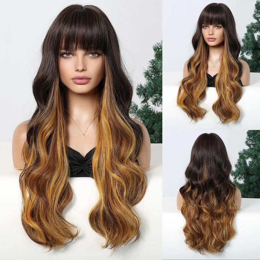Длинные светлые синтетические парики с глубокой волной и челкой, парики из вьющихся волос для женщин, ежедневные парики, термостойкие