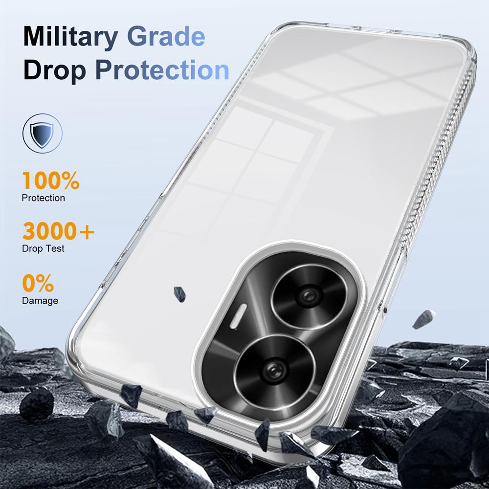 KEYSION Прозрачный чехол для Realme C55 Мягкий ТПУ+ПК Нескользящий HD Прозрачный Противоударный Чехол для телефона для OPPO Realme C53 C51