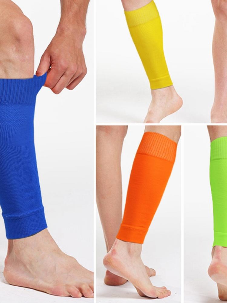 Adult/Juvenile Football Leg Guard Sleeves Knit Compression Calf Warm Knee Pad High Socks One Pair Set