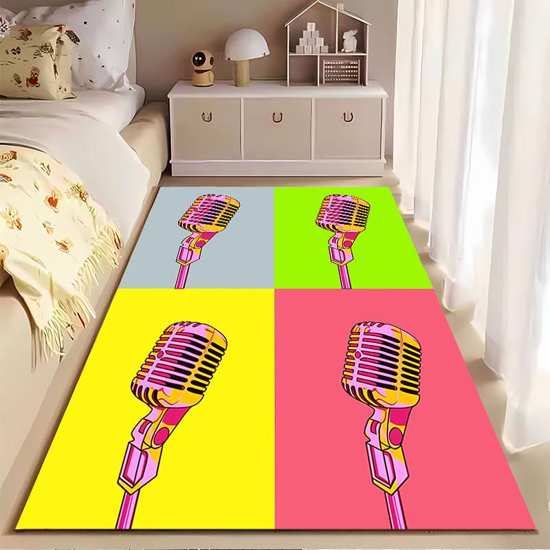 Retro Pop Art Microphone suitable as a non-slip mat for the living room or bedroom sofa