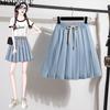 MODIQUE/летние женские свободные базовые плиссированные короткие юбки больших размеров из двух частей, женские повседневные синие джинсовые шорты