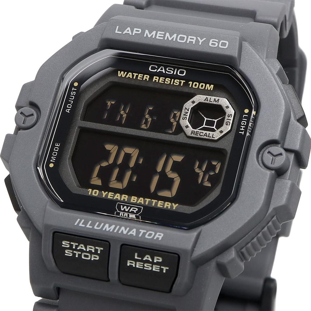 CASIO Спортивные цифровые часы с функцией памяти Инвертированный ЖК-дисплей [Casio] Мужские 60 кругов WS-1400H-8BV (Зарубежная модель) Серый/Черный [Б/У]