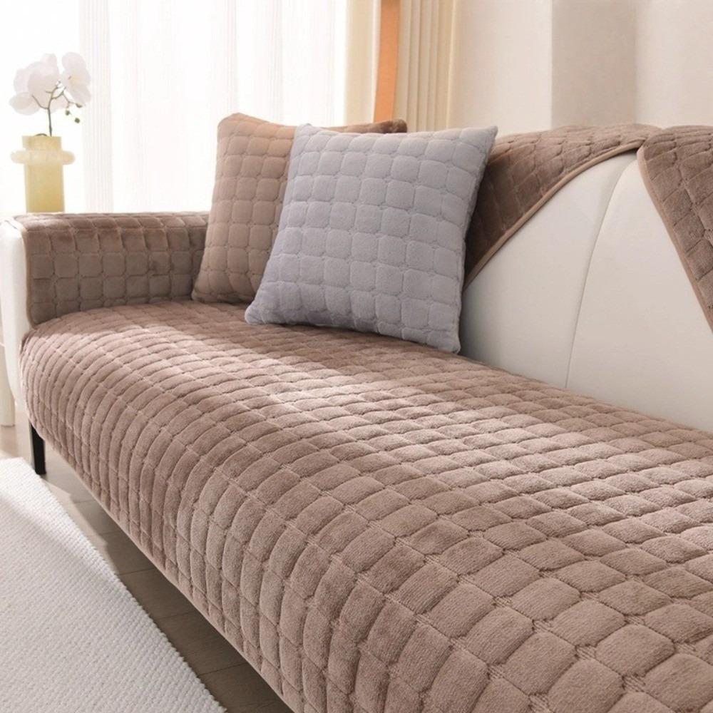 Anti-Slip Quilted Sofa Cover Check Pattern Furniture Protector New Couch Slipcover Home Decor