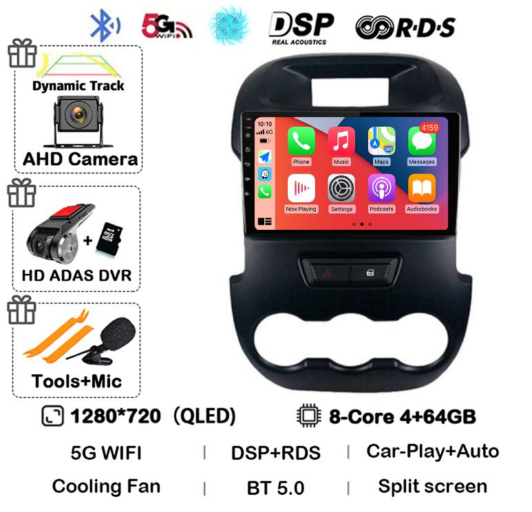 Android 14 Carplay Auto для Ford Ranger 2011 2011 2013 2014 Автомобильный радиоприемник GPS стерео мультимедийный плеер головное устройство 2 DIN WIFI+4G DSP