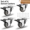4Pcs Universal Swivel Caster Rubber Furniture Wheel Castor Silent Trolley Wheels for Sofa with Safety Brake Furniture Accessorie