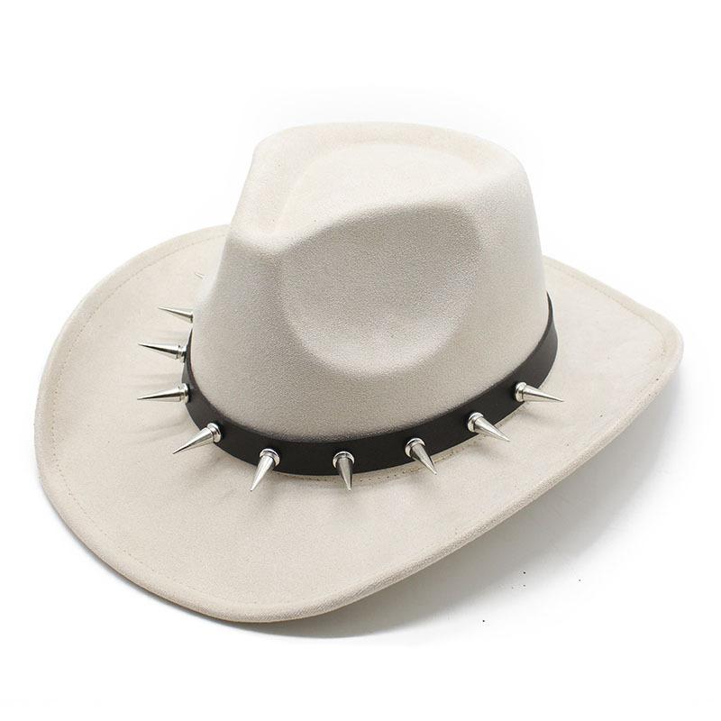 Suede Rivet Western Cowboy Top Hat Wool Felt Hat Men'S And Women'S Jazz Hat British Felt Hat