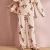 Women's Loose Pajama Pants with Cartoon Bear Print for Spring and Autumn, Wearable Outdoors, Home Leisure Straight Pants