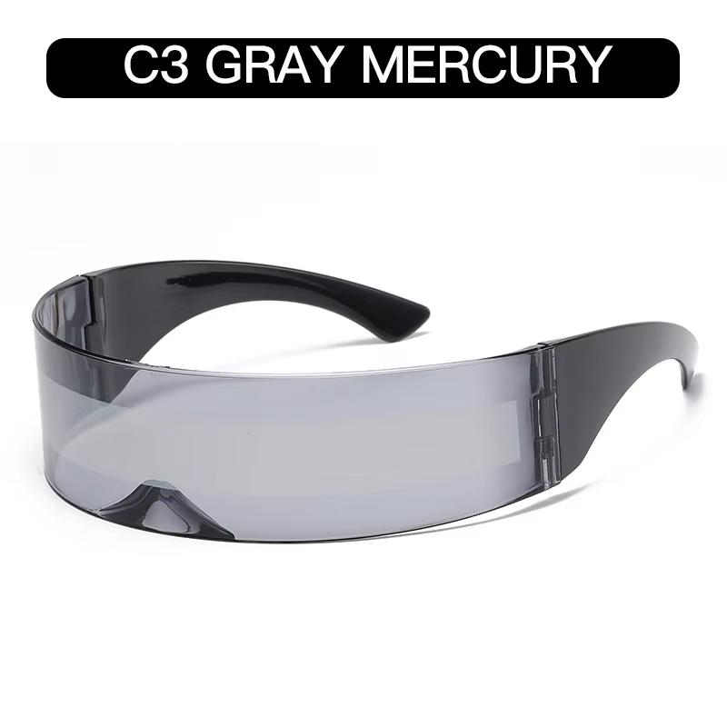 Футуристические узкие солнцезащитные очки Cyclops Visor Laser Eyeglasses UV400 Personality Mirrored Lens Costume Eyewear Glasses Men Glasses