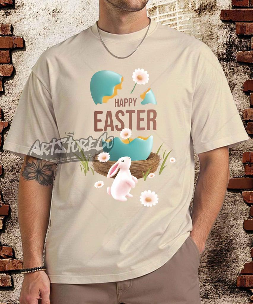 Happy Easter Bunny Egg Nest T-Shirt, Vintage Holiday Apparel
