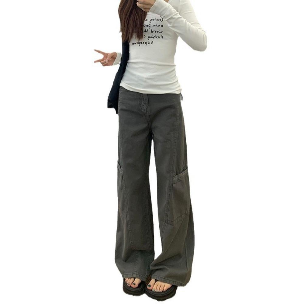 Джинсовый комбинезон с широкими штанинами женский весенне-осенний новый с высокой талией свободный и стройнящий универсальный повседневный прямой