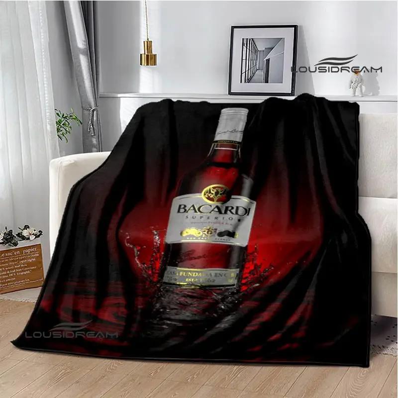 Плед с принтом логотипа Bacardi Wine Модный Теплый Красивый Фланелевый Мягкий И Удобный Домашний Дорожный Плед Подарок На День Рождения