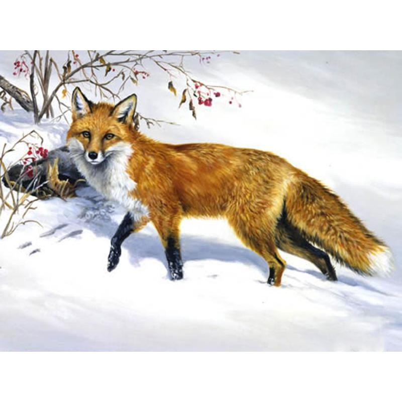 Алмазная картина Мозаика Животное Лиса в снегу Ручная работа Алмазная вышивка крестом Набор Алмазная вышивка