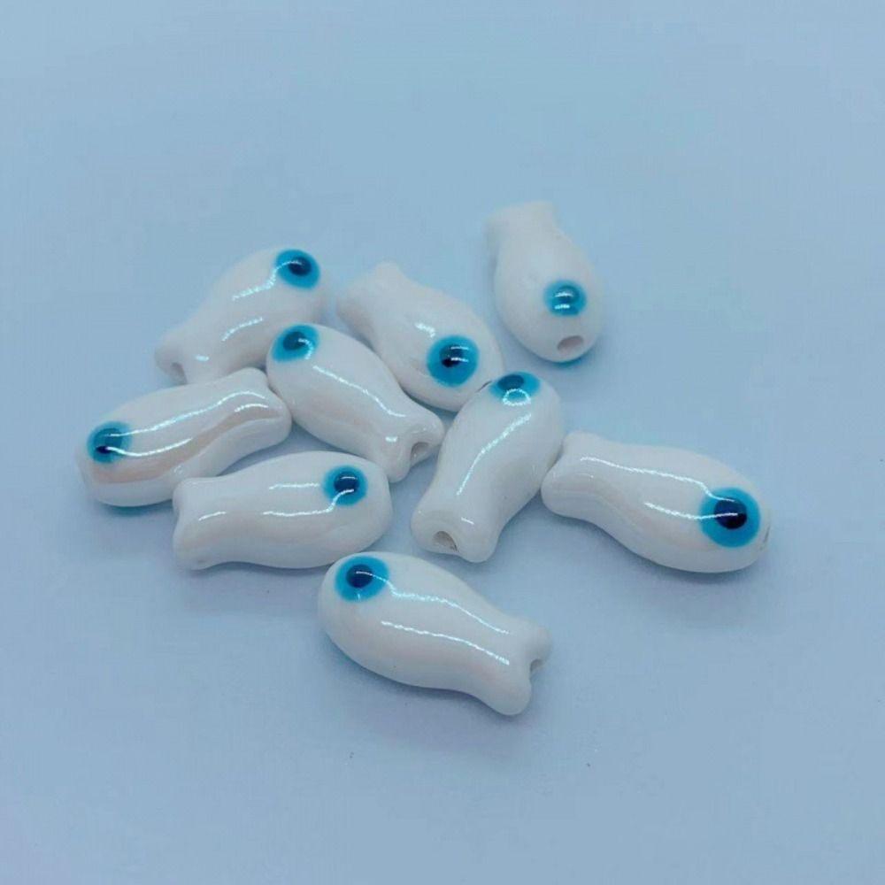 10Pcs Cartoon Design Small Fish Beads Ceramic Jewelry Making Material  Gift