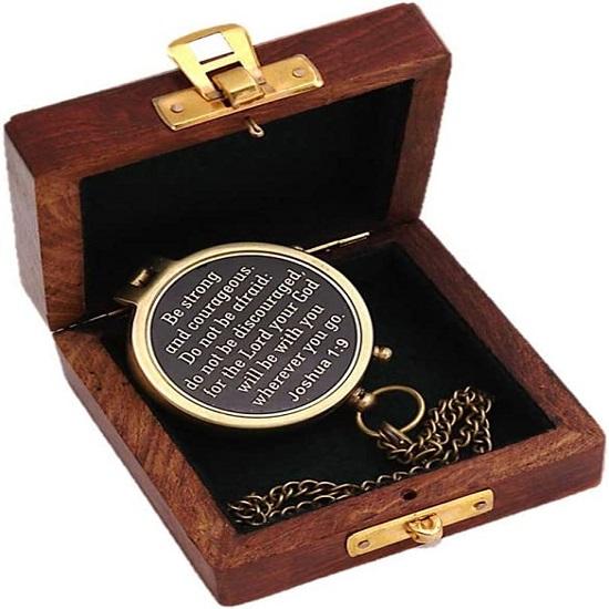 Solid Brass Directional Magnetic Compass Antique Nautical Vintage Quote Engraved, Baptism Gifts, Confirmation Gifts