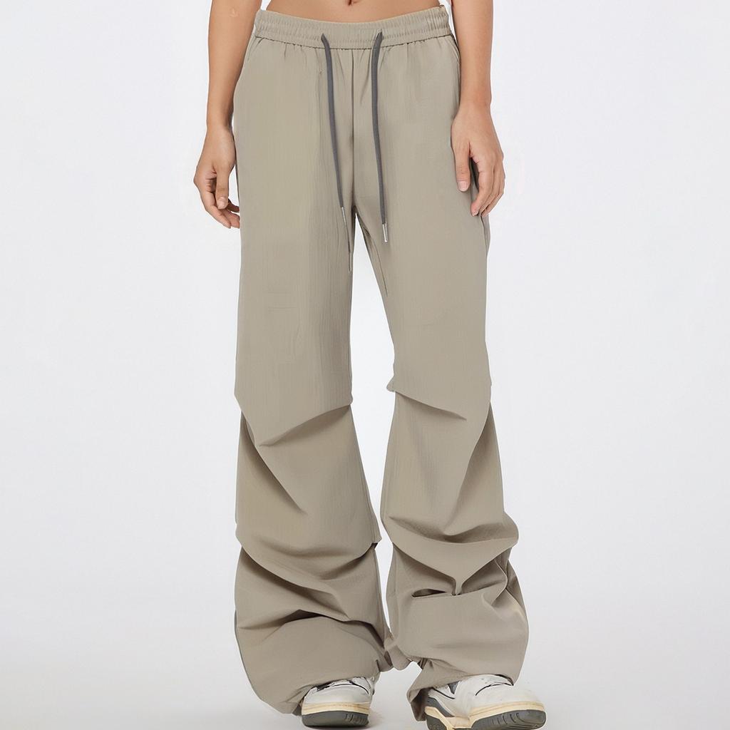 Женские новые быстросохнущие брюки парашютисты из ледяного шелка, брюки с широкими штанинами, повседневные однотонные брюки