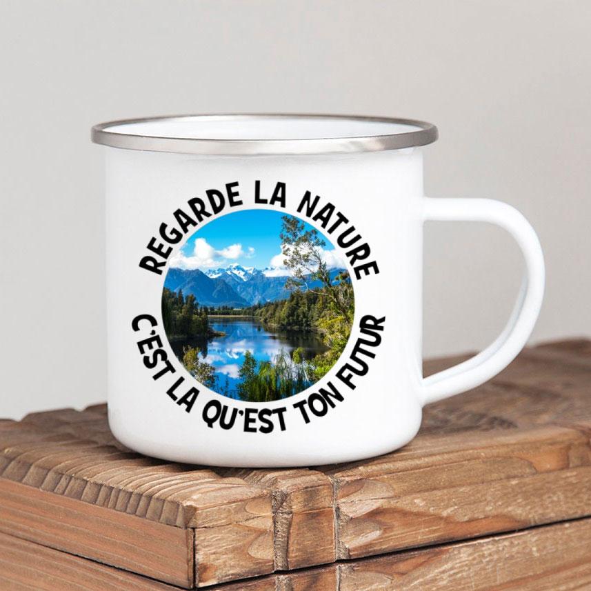 Эмалированная кружка для кофе Forest Camp Adventure Together Camping Cup Идея подарка для Camper Campfire Кружки для походов на открытом воздухе Фестиваль путешествий