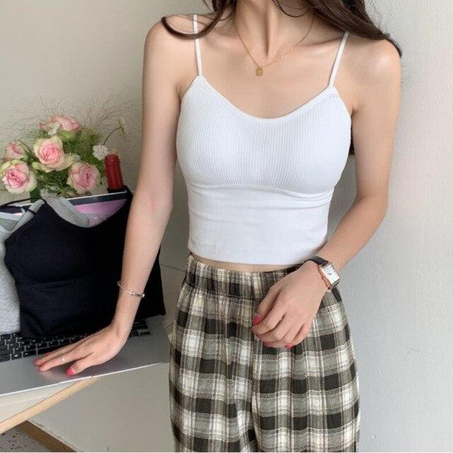 Women Sexy Beauty Back Camis Top Tank Summer Lady Slim Short Bottoming Exposed Navel Sling Vest