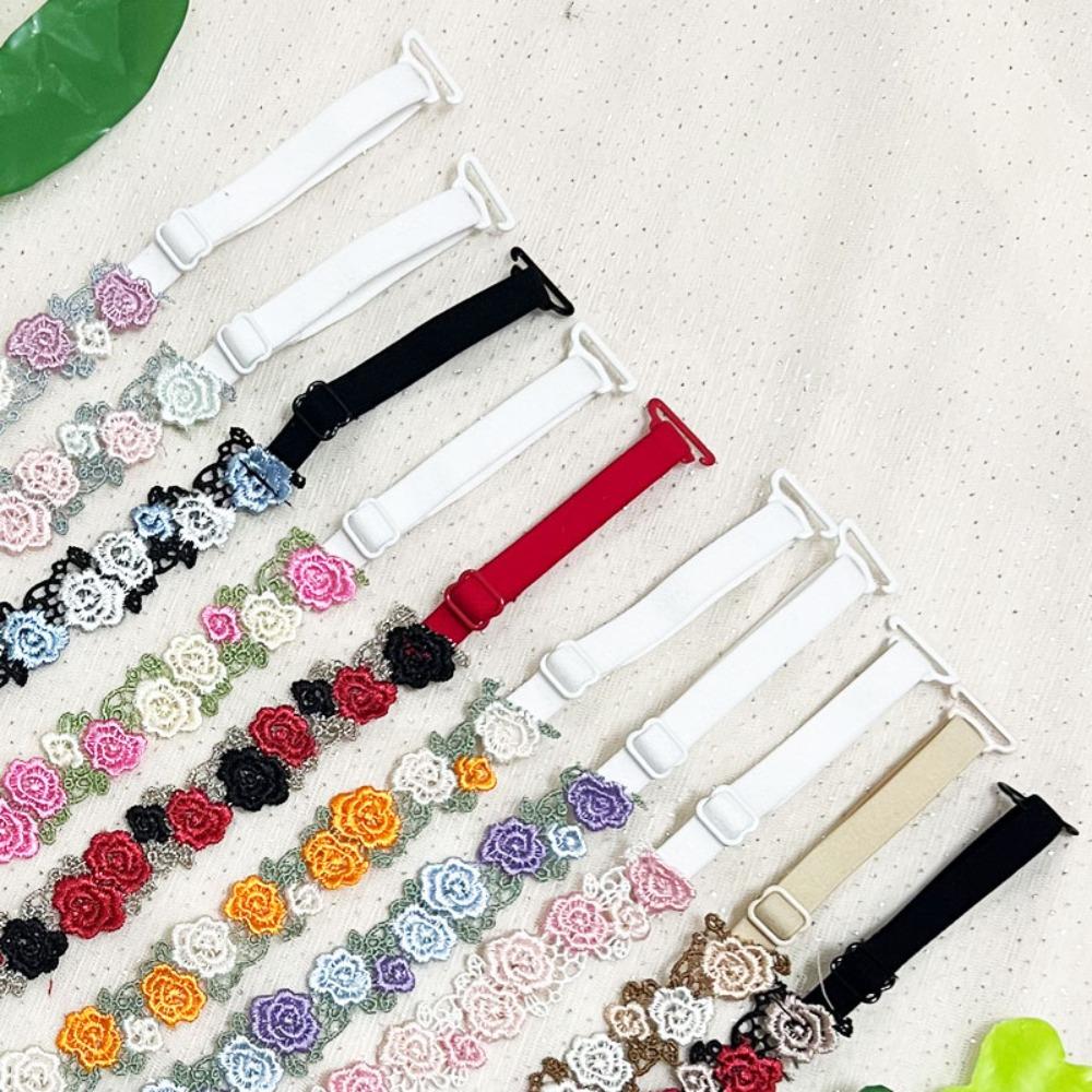 Adjustable Floral Bra Straps with Lace Trim Flower Lingerie Strap Fashion Underwear Strap  Women