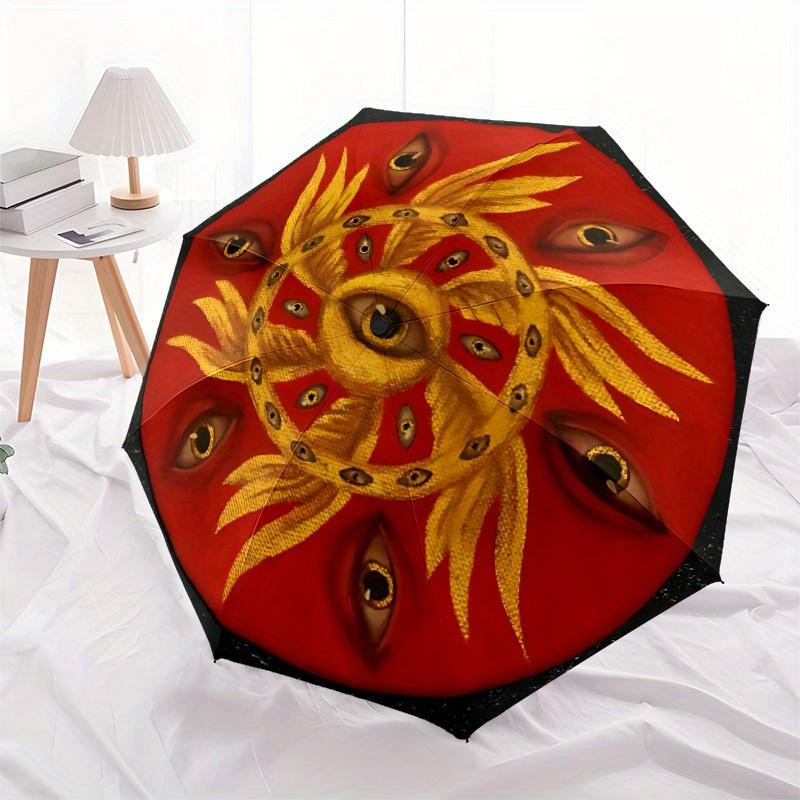1pc Eyes Sun Automatic Open 8-Rib Windproof Umbrella, Travel & Commuting, Suitable for All Seasons, Lightweight Portable,008