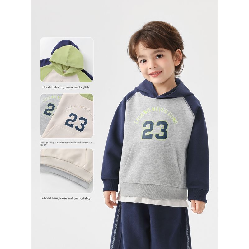 Right European Style Boys' Sweatshirt, Children's Casual Versatile Hooded Top, 2026 New Children's Clothing, Baby Spring and Autumn Clothes