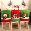 Holiday Party Decor Snowman Elk Chair Back Christmas Chair Cover Seat Covers Elastic Stretch Cover
