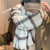 Warm Plaid Knitted Scarf Acrylic Fibres Tassel Shawl Korean Style Unisex Thickened Scarf  Christmas