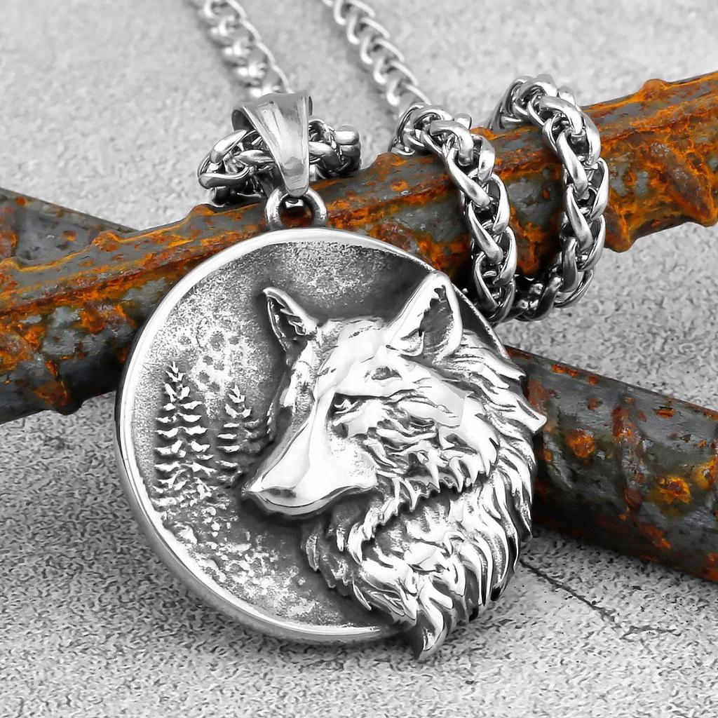 Скандинавское ожерелье с головой волка из нержавеющей стали 316L, подвеска для мужчин, ювелирные изделия в стиле уличного рока, аксессуары для мужчин, лучшие друзья, подарки