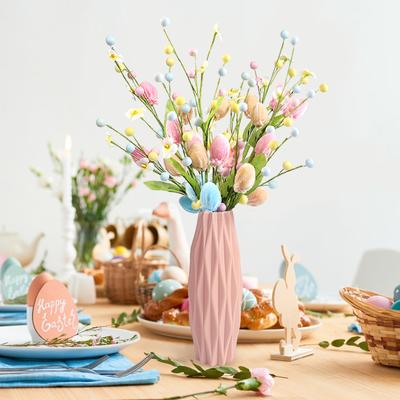 Пасхальные красочные яйца ветка дерева DIY цветочные букеты искусственное растение 2025 счастливой пасхальной вечеринки украшение для дома ваза весенний цветочный стебель