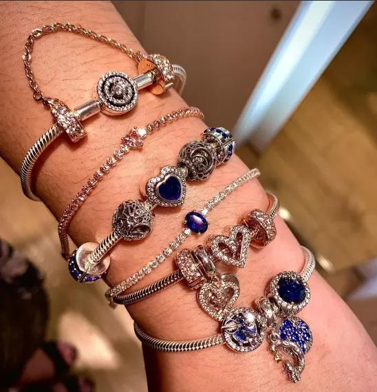 Сверкающий синий/белый/розовый сердечко, драгоценный камень, навсегда любимое ювелирное изделие, серебро SS925 для женщин, браслет, изготовление своими руками