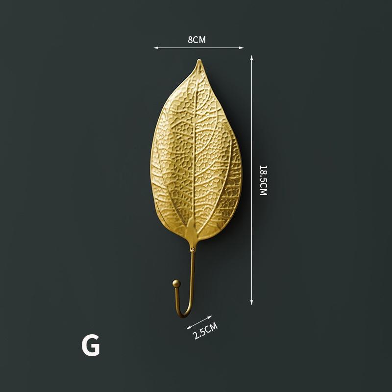 Ретро Золотой Лист Форма Подвесные Крючки Без Пробивания Отверстий Настенная Вешалка Подвесная Стойка для Хранения Полотенце Часы Сумка Ключи Самоклеящийся Бытовой