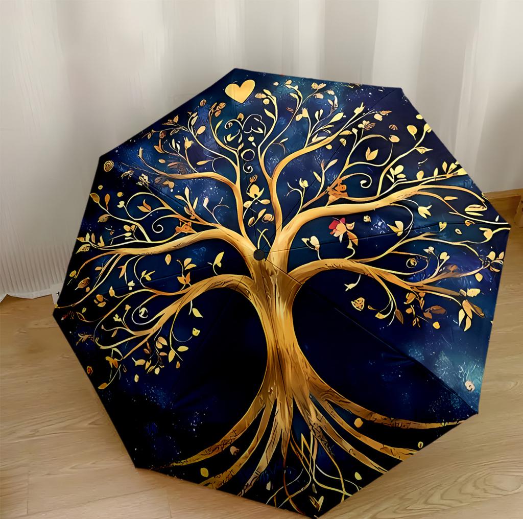 Colorful Tree Of Life Outdoor Automatic Umbrella Compact 8-Rib Lightweight Lightweight Travel Essential Fashion Lovers Perfect Gift for Women/Men