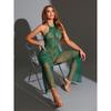 Sexy lingerie with cutouts, revealing back design, comfortable high-waisted one-piece pajama set with lace pants