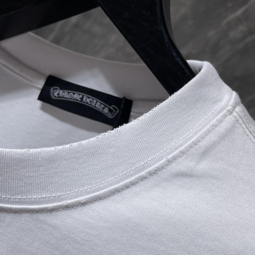 GZ-8931 CHROME HEARTS 2025 Летняя новая высококачественная хлопковая свободная футболка с круглым вырезом большого размера для мужчин и женщин, парная футболка