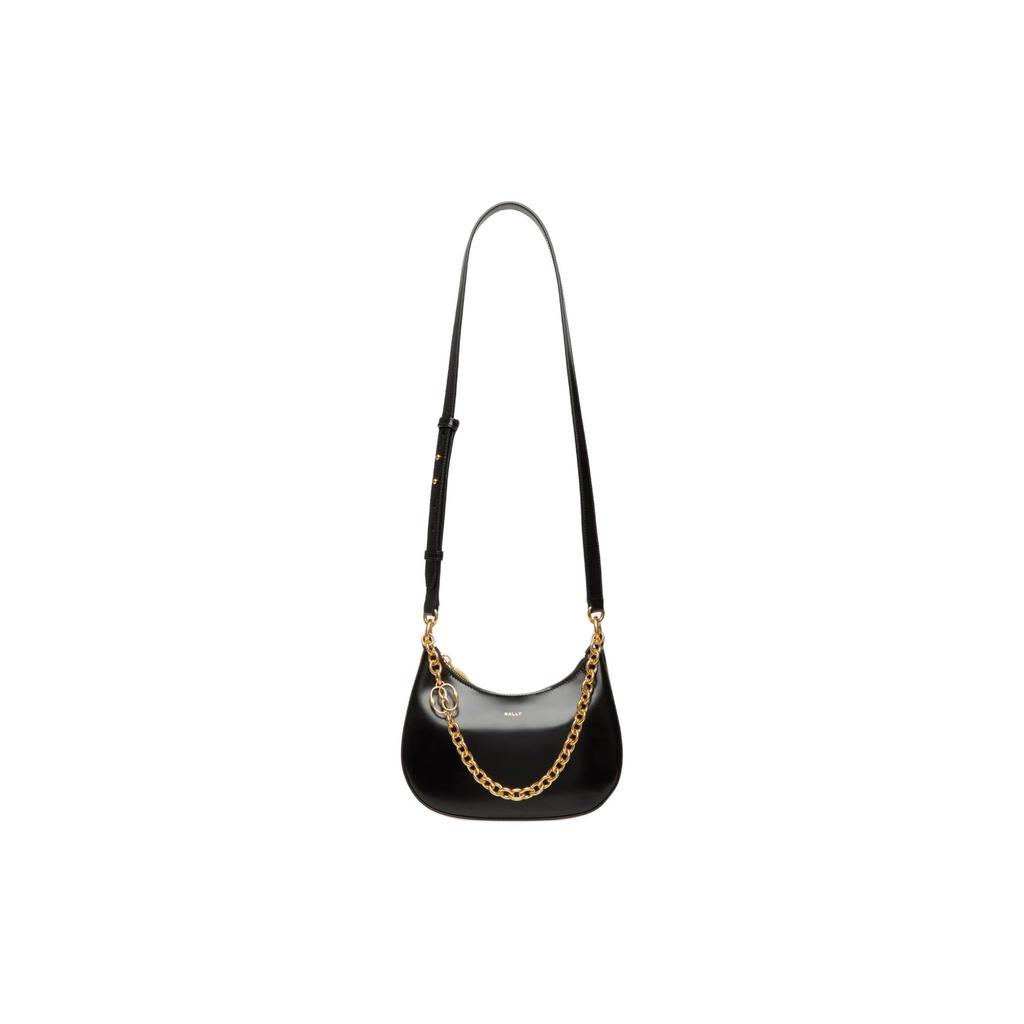 Bally Эмблема Металлическая Короткая Цепочка Ручка Значок Звено Патентованная Телячья Кожа Мини Ручная Сумка Через Плечо Женские Сумки Черный 6306592