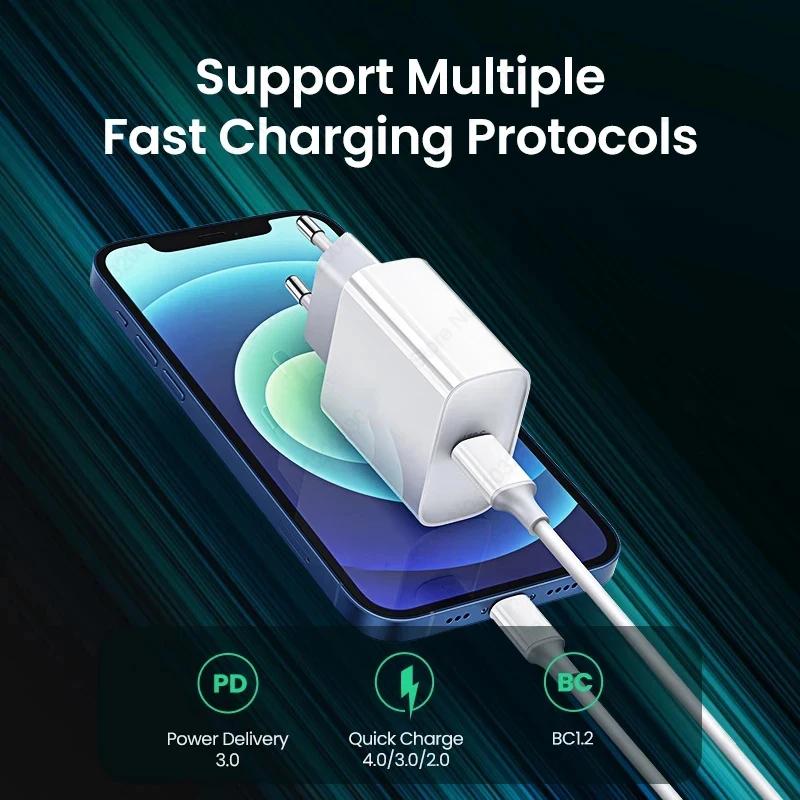 Быстрое зарядное устройство PD 20 Вт для iPhone 15 Xs Xr Pro Max 8, адаптер USB C, дорожное зарядное устройство с вилкой ЕС, США и Великобритании QC3.0 для Android