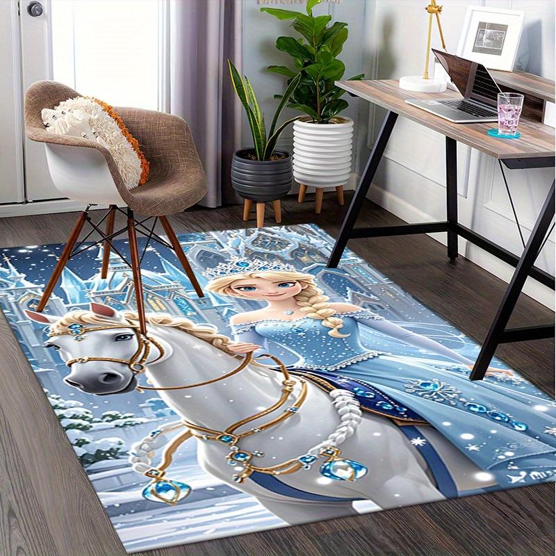3D Printed Elsa,Frozen,Fantasy Castle Anti-Slip Rug - Machine Washable Office Rug for Living Room, Bedroom, Office - Multiple Sizes