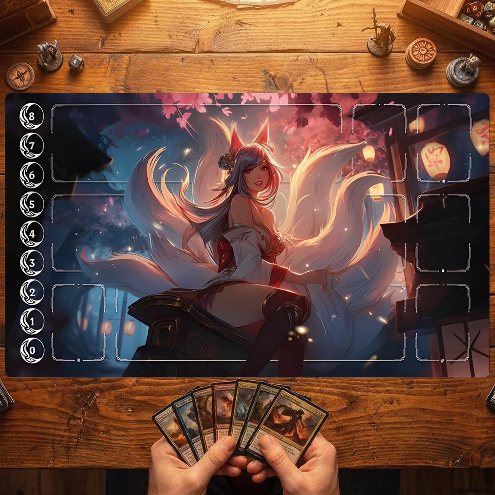 35x60 Fox Ear Mage Zone Card Playmat Mouse Pad Stitched with Magic Zones Game Mats for MTG/TCG Card Battle Commander Gaming Mat