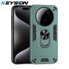 KEYSION Противоударный бронированный чехол для Xiaomi 15 Ultra Soft Silicone + PC Ring Stand Phone Back Cover для Xiaomi 15 Ultra 5G