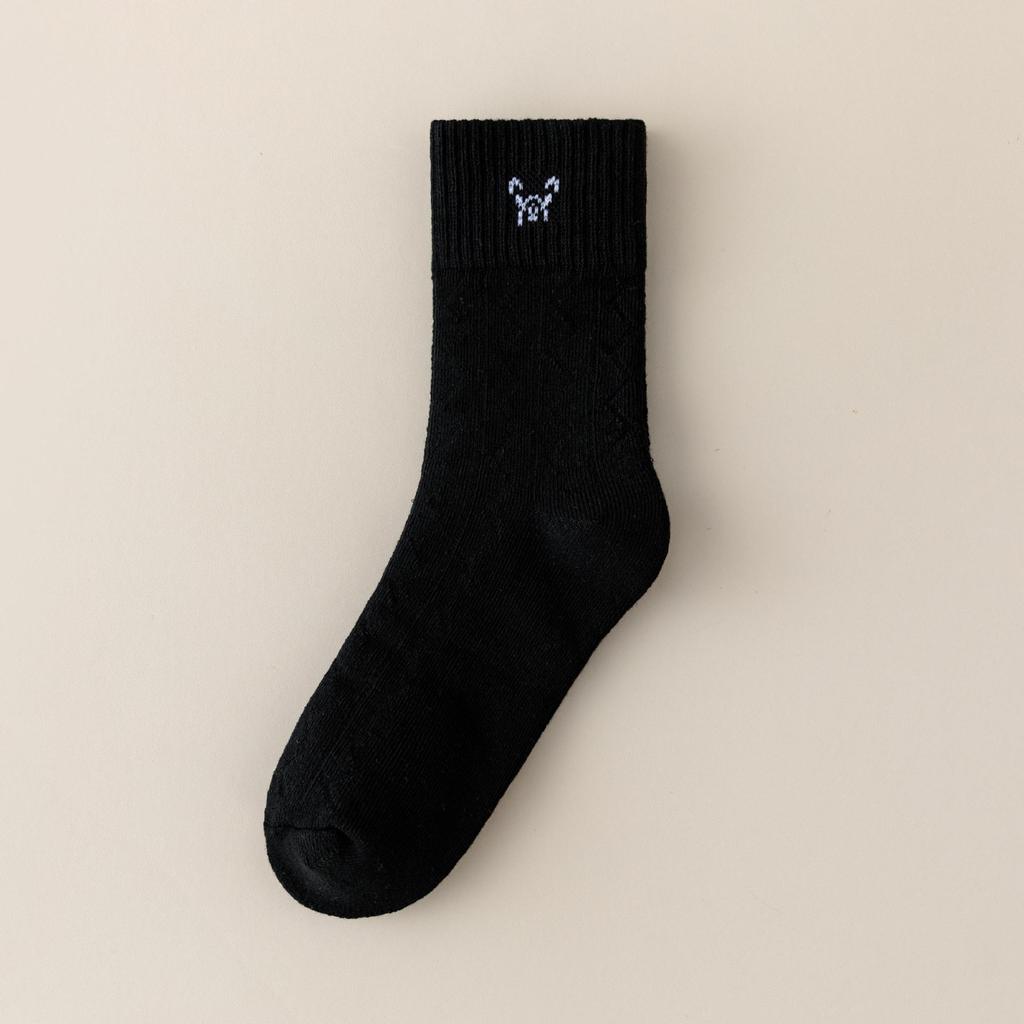 Женские утолщенные махровые носки - теплые носки средней длины с рисунком медведя из мультфильма в японском стиле для осени и зимы