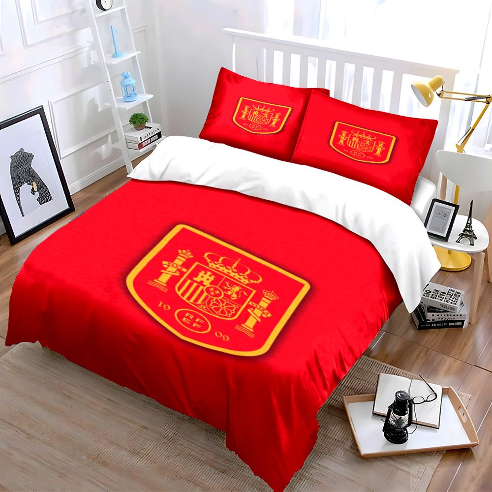 Spain Flag Emblem Bedding Set Bedding Duvet Cover Set Duvet Cover Pillowcases Home Decor (1 * Duvet Cover 2 * Pillowcases, without duvet insert)