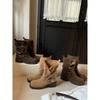 5.5Cm~ Height-increasing Merad Thick-heeled Thick-soled Medium Boots 2025 New Buckle-strapped Suede Short Boots Women's Autumn