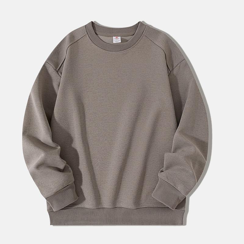 Men S Solid Color Crew Neck Long Sleeve Loose Fit Pullover Sweatshirt