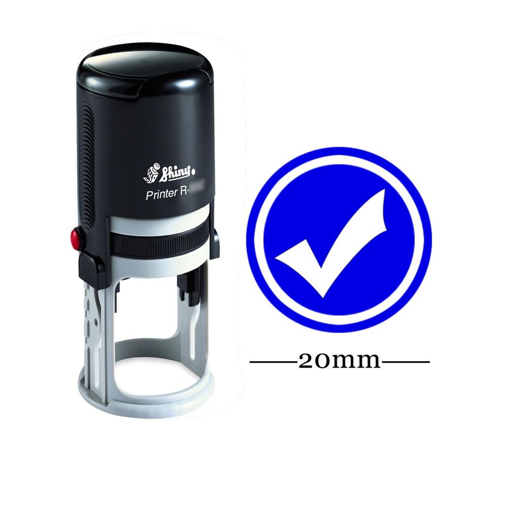 Round Self Inking Kids Teacher Stamp RIGHT & CHECK Shiny 20mm Mini Rubber